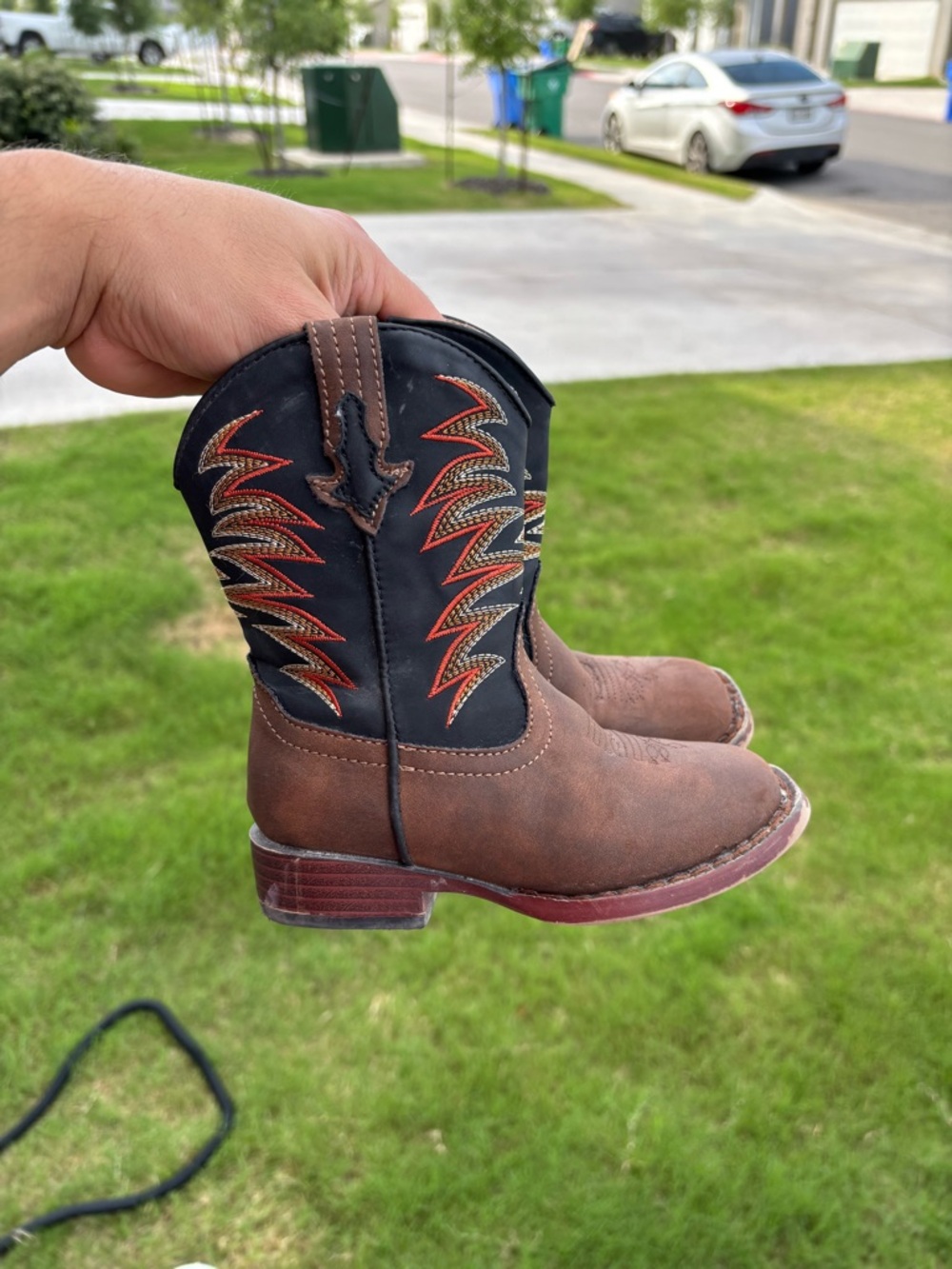 Toddler Brown Leather Roper Western Cowboy Boots Size 8C Kids
